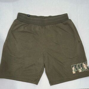 PUMA Men's Dark Green Athletic Shorts